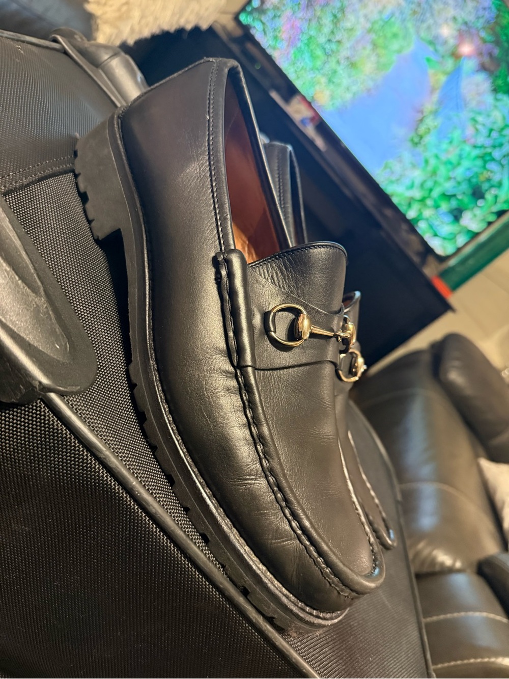 Gucci Black Leather Horsebit Slip-On Loafers - Picture 2 of 4